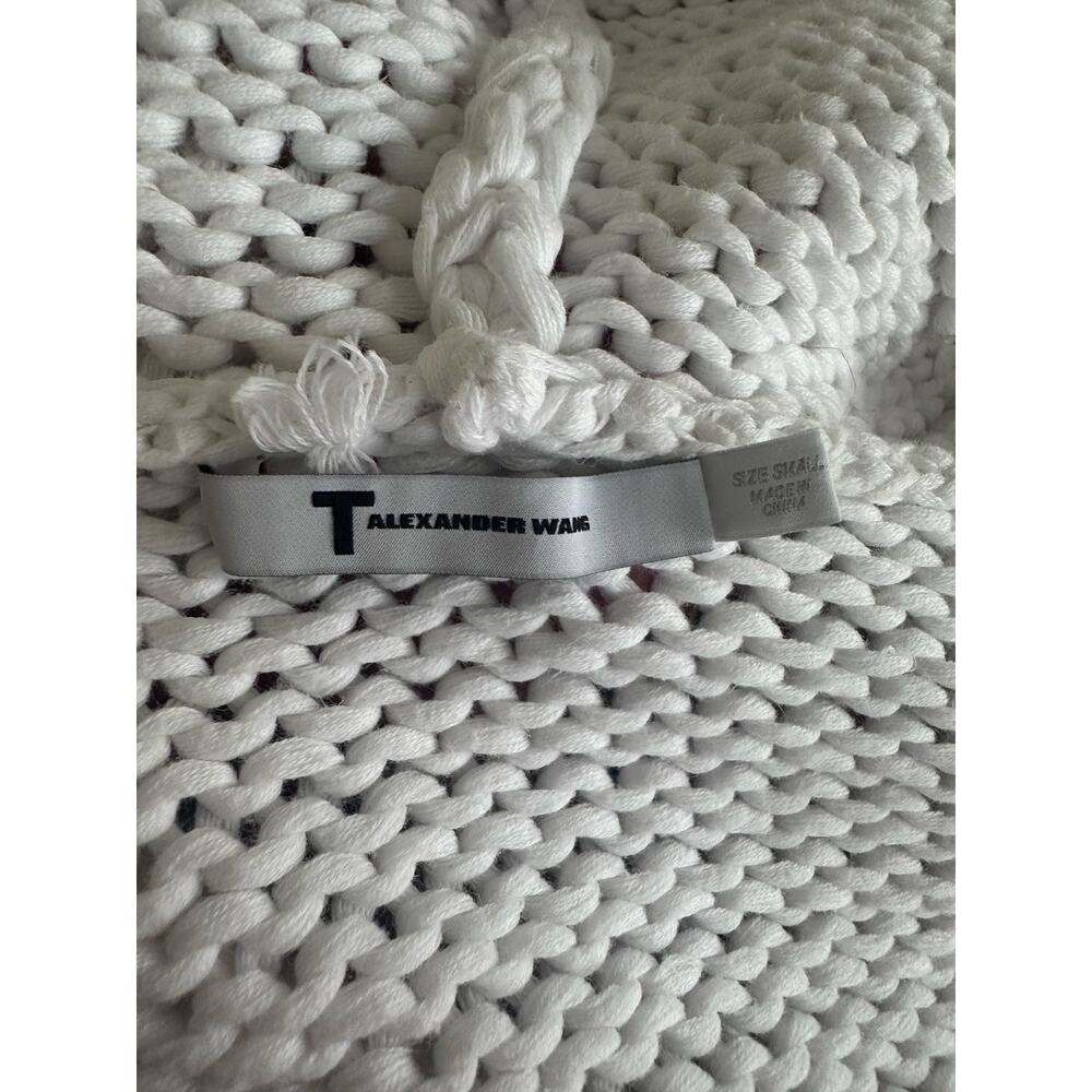 T Alexander Wang White Knit Cropped Hoodie Small - Picture 5 of 6